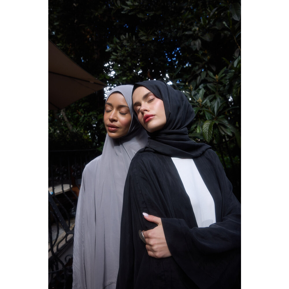 Âhu Büzgülü Siyah Cupra Abaya Şal Takım