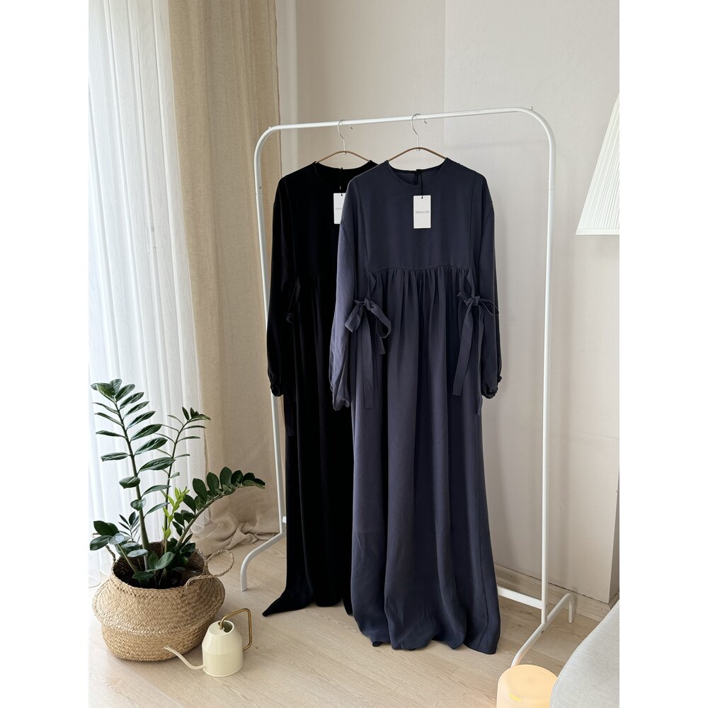 İpek Cupra Elbise-Ferace Siyah