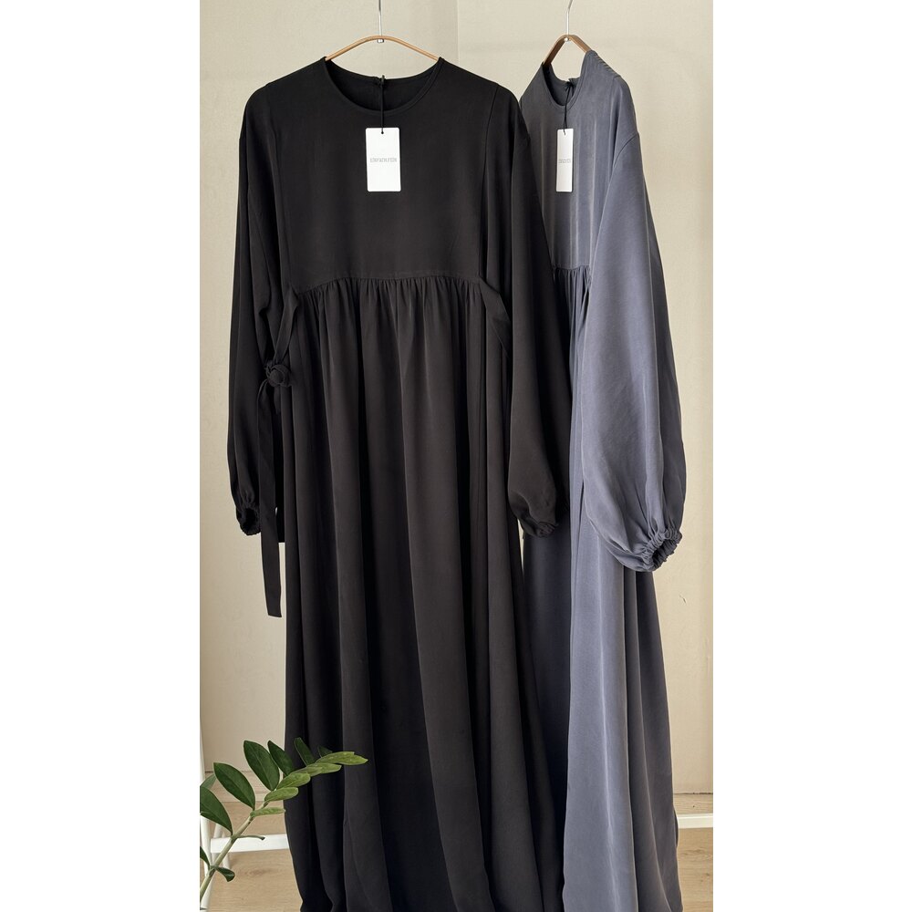 İpek Cupra Elbise-Ferace Siyah